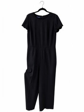 Talbots Black Jumpsuit with Scalloped Short-Sleeves